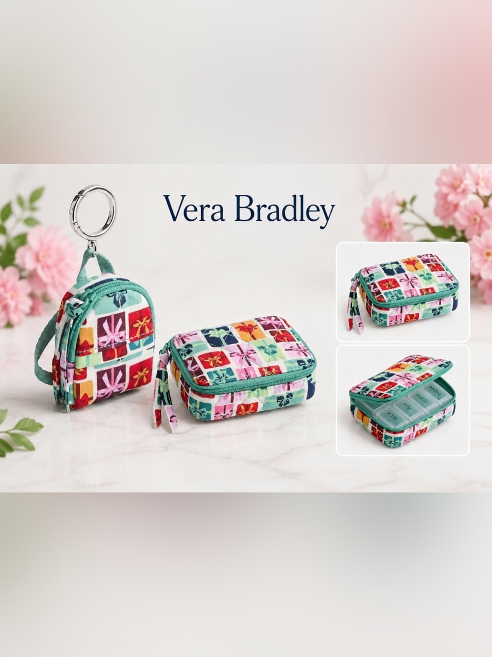 VERA BRADLEY Backpack Bag Charm & Pill Case • Gifts Aplenty NWT MSRP:$$65.00